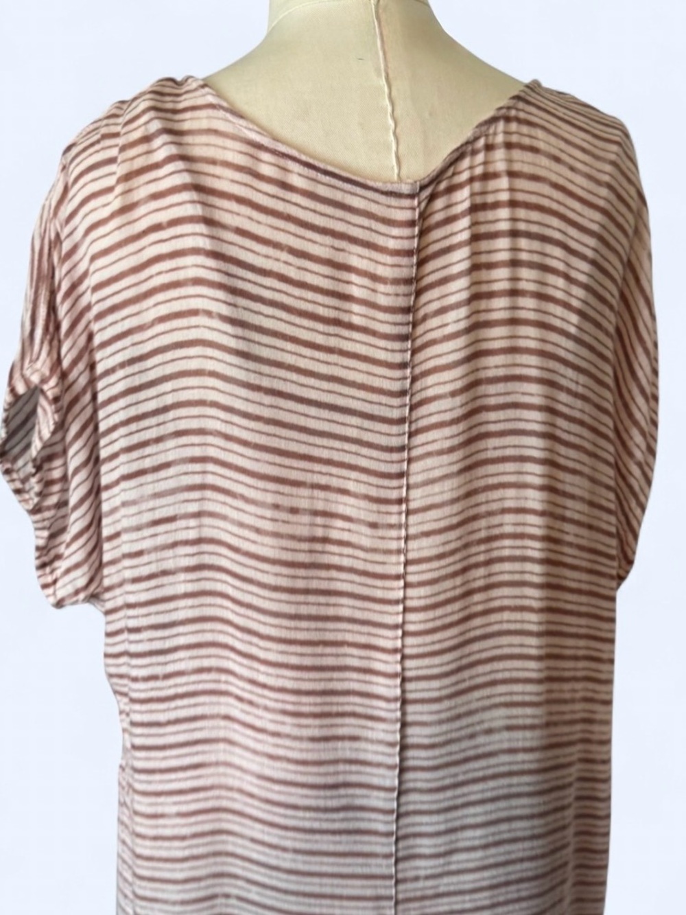Free People Beige Striped dress with Pink & Yellow Floral Center lining snaps in - Picture 5 of 12